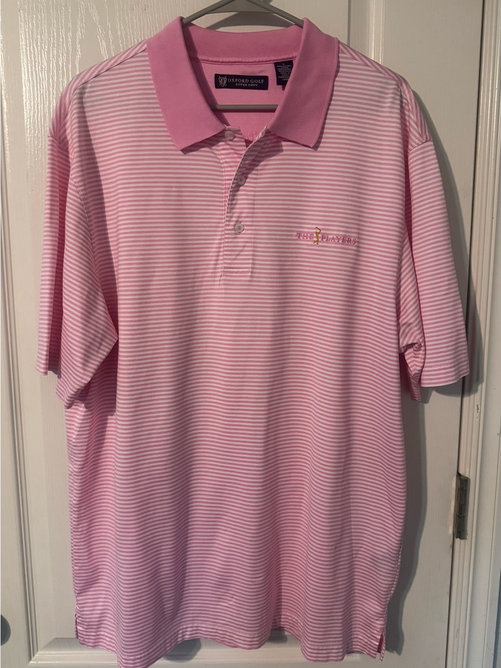 Oxford Golf Pink Striped Men’s Polo Shirt